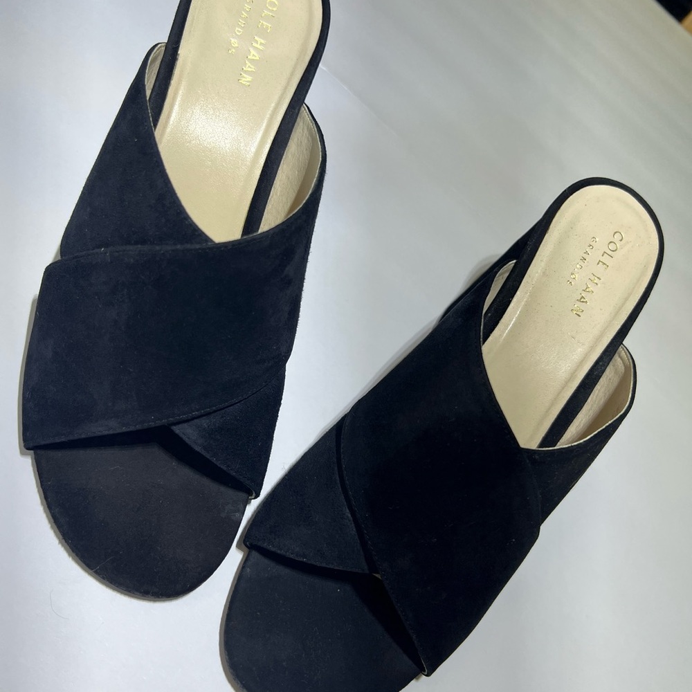 Cole Haan Black Mules with Crossed Straps